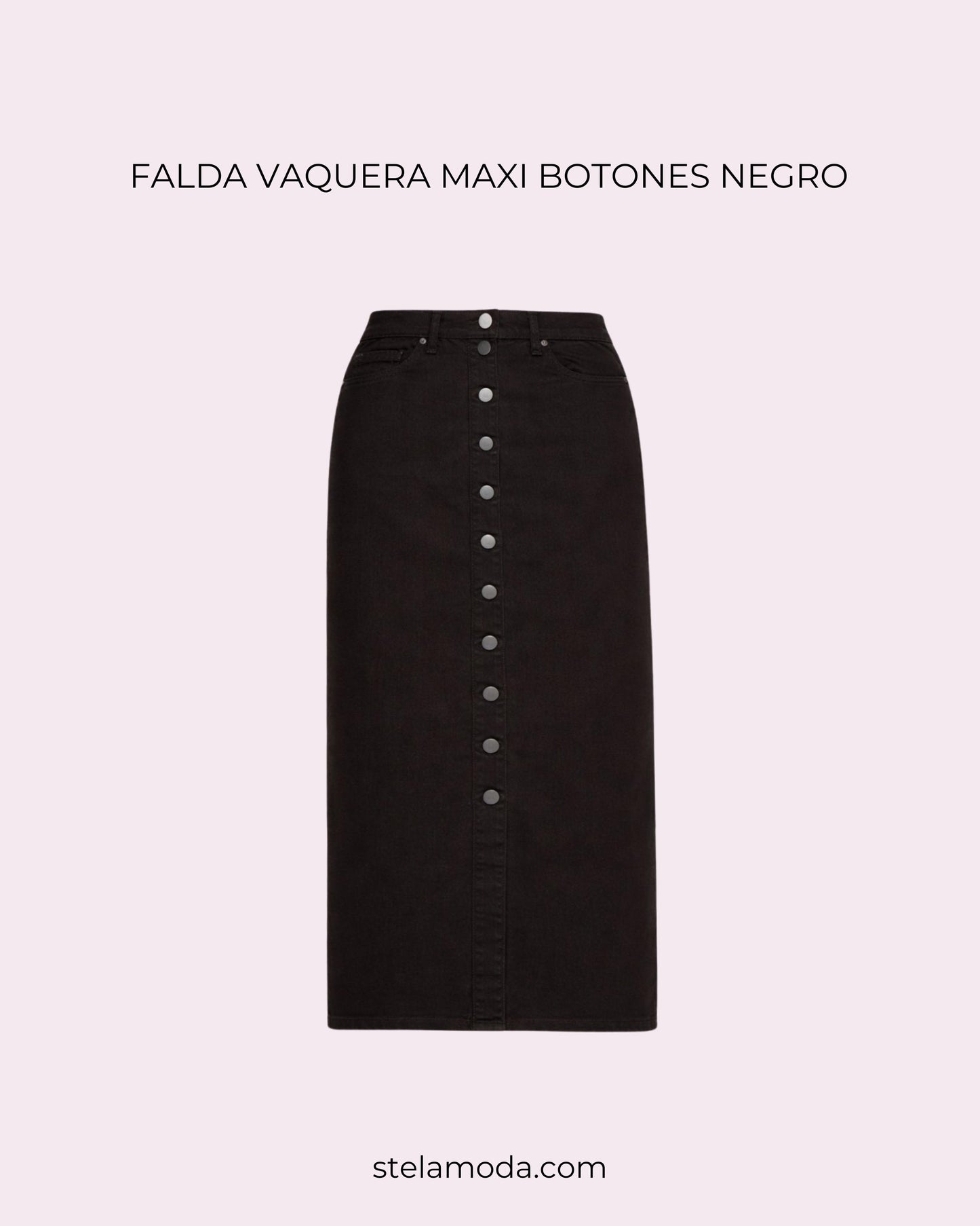 FALDA MAXI BOTONES NEGRA