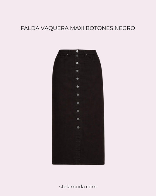 FALDA MAXI BOTONES NEGRA