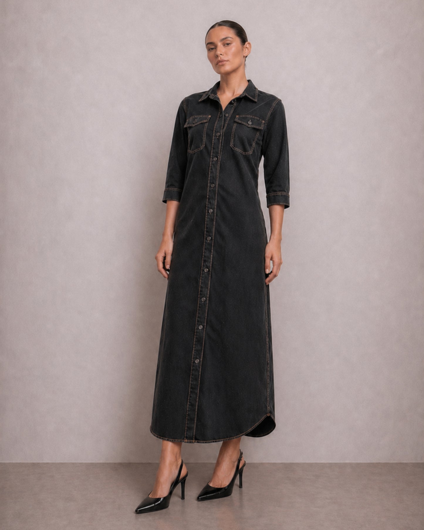 VESTIDO CAMISERO MEZCLILLA NEGRO