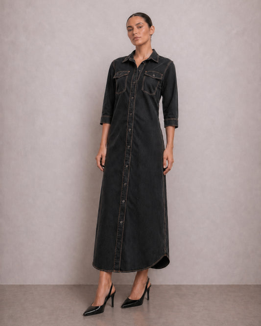 VESTIDO CAMISERO MEZCLILLA NEGRO