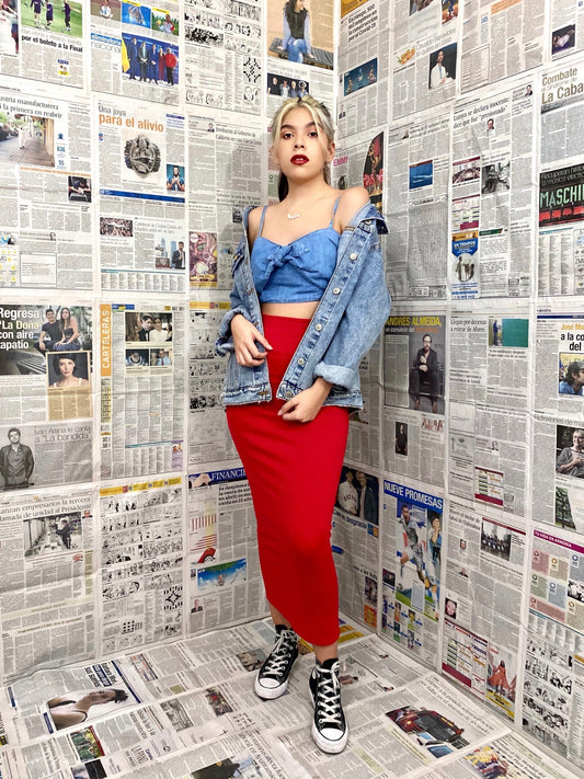 FALDA LAPIZ ROJO