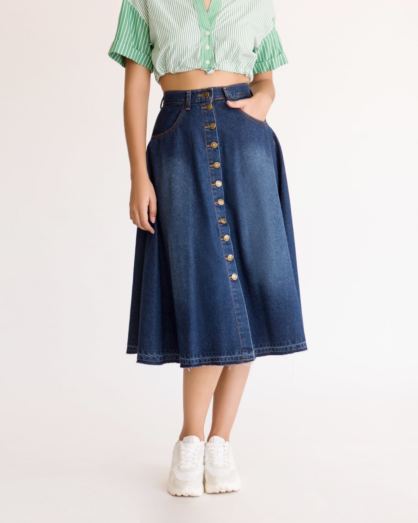 CIRCULAR MIDI SKIRT (NOT STRETCH)