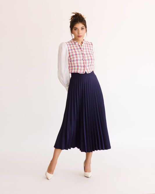 FALDA PLISADA AZUL MARINO