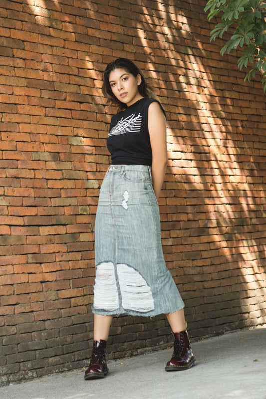 Ripped DENIM SKIRT